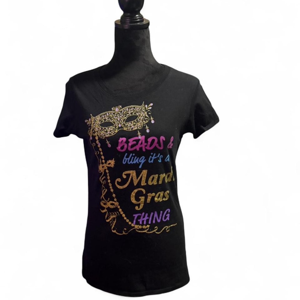 Black and Gold Mardi Gras Short Sleeve Tee